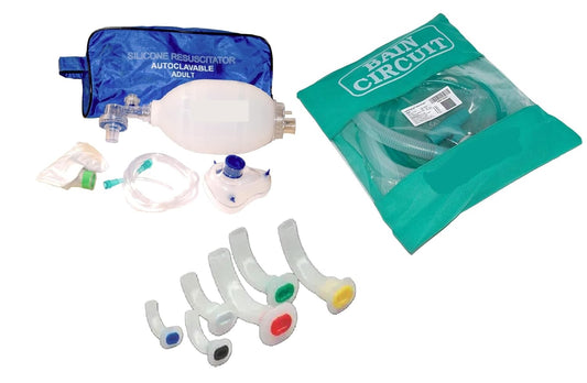 MEDIGUARD Silicone Ambu Bag Rescusitator For Adult 1600ml, Guedel Pattern Airways et Of 6, Bain Circuit, Combo