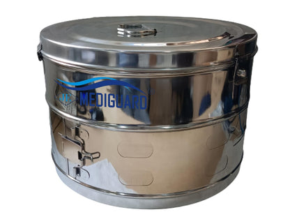 MEDIGUARD Dressing Drums 15"X12" Seamless SS 304 Stainless Steel, 15" Diameter X 12" Height