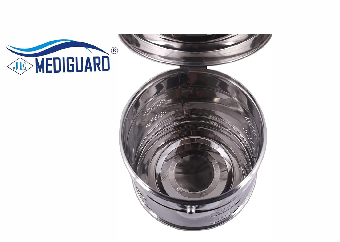 MEDIGUARD Dressing Drums 15"X12" Seamless SS 304 Stainless Steel, 15" Diameter X 12" Height