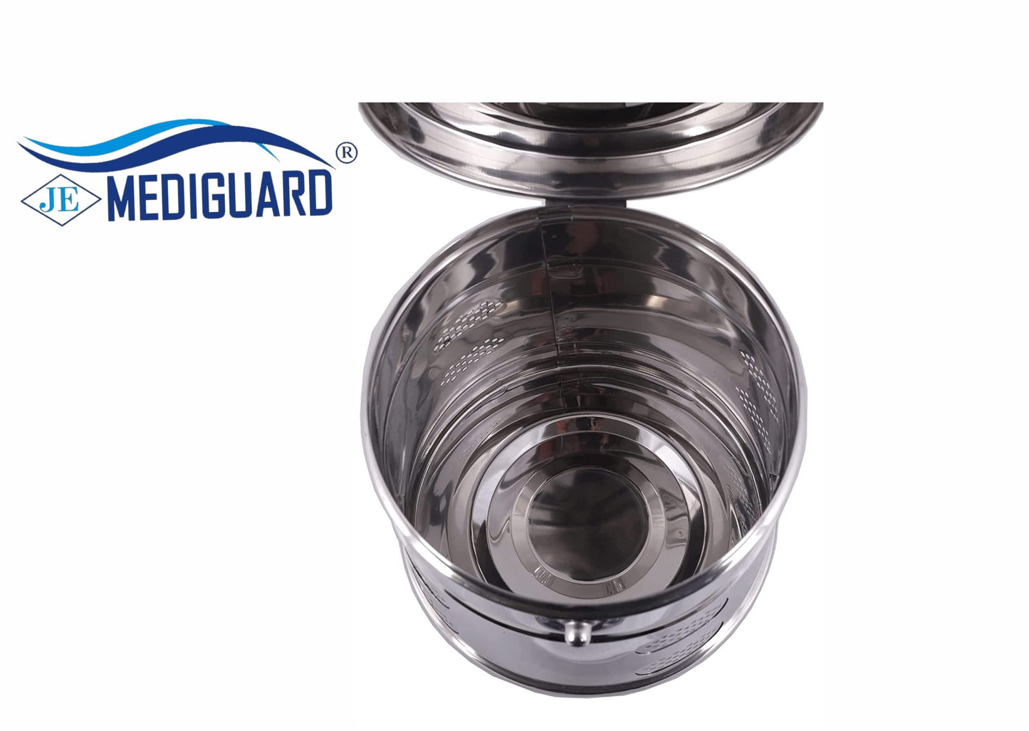 MEDIGUARD Dressing Drums 6"X6" Jointed Stainless Steel, 6" Diameter X 6" Height