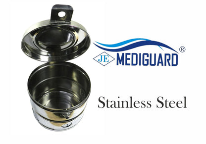 MEDIGUARD Dressing Drums 6"X6" Jointed Stainless Steel, 6" Diameter X 6" Height