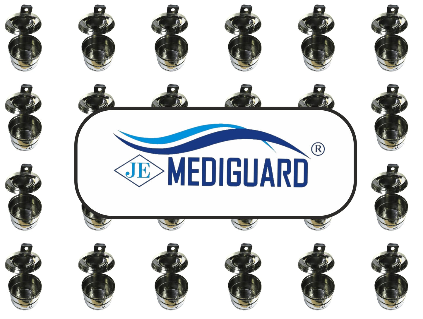 MEDIGUARD Dressing Drums 6"X6" Jointed Stainless Steel, 6" Diameter X 6" Height