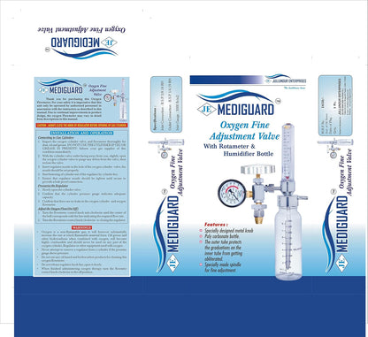 MEDIGUARD Oxygen Flowmeters For Cylinders and Hospitals (FA VALVE FOR CYLINDER) lve With Regulator | Oxygen Flow Meter With Rotameter & Humidifier Bottle