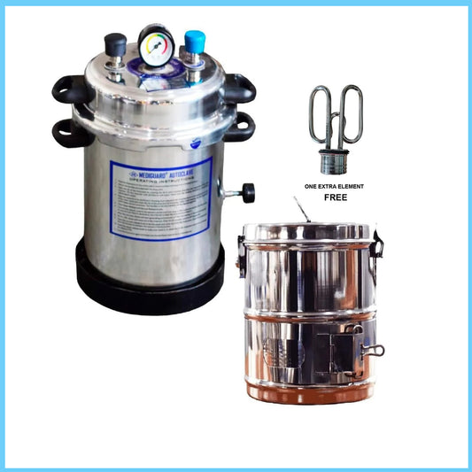 MEDIGUARD Autoclave Cooker Electric 11"x9", 11Ltr Dressing Drum 8"x8", 1 Extra Element Free