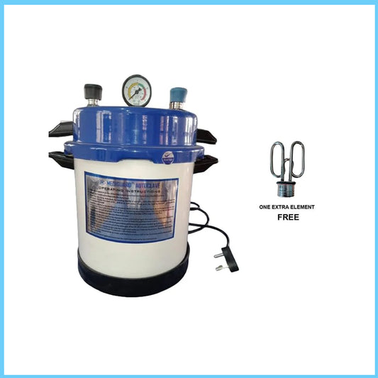 MEDIGUARD Autoclave Powder Coated Cooker Electric Approx 13 L (9.5"x 11") with 1 Extra Element Free
