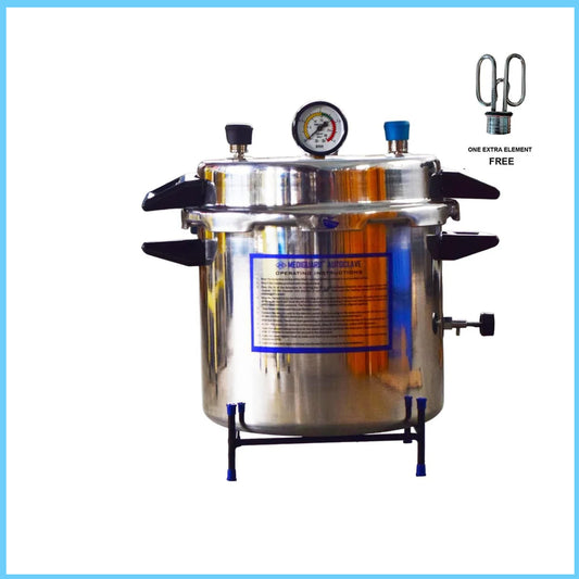 MEDIGUARD Autoclave Pressure Cooker Type 21 L & Size 12"X12" with 1 Extra Element Free