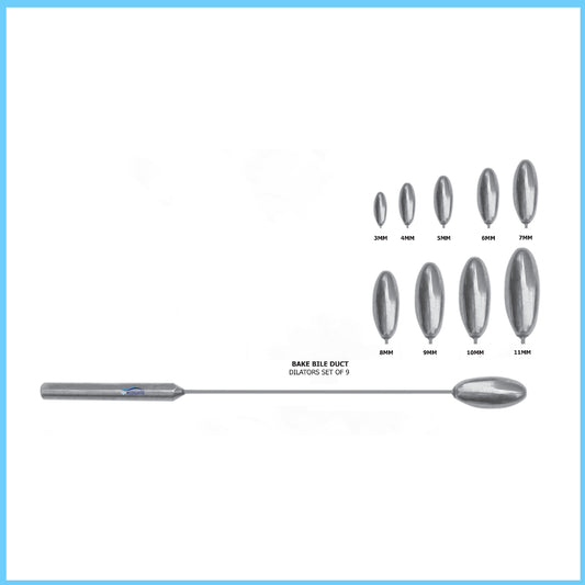 MEDIGUARD BAKE BILE DUCT DILATORS SET OF 9 - 3MM, 4MM, 5MM, 6MM, 7MM, 8MM, 9MM, 10MM, 11MM