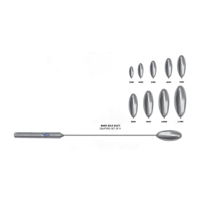 MEDIGUARD BAKE BILE DUCT DILATORS SET OF 9 - 3MM, 4MM, 5MM, 6MM, 7MM, 8MM, 9MM, 10MM, 11MM