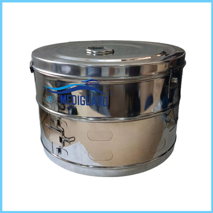 MEDIGUARD Dressing Drum  11"x9" Seamless SS 304 Stainless Steel, 11" Diameter x 9" Height