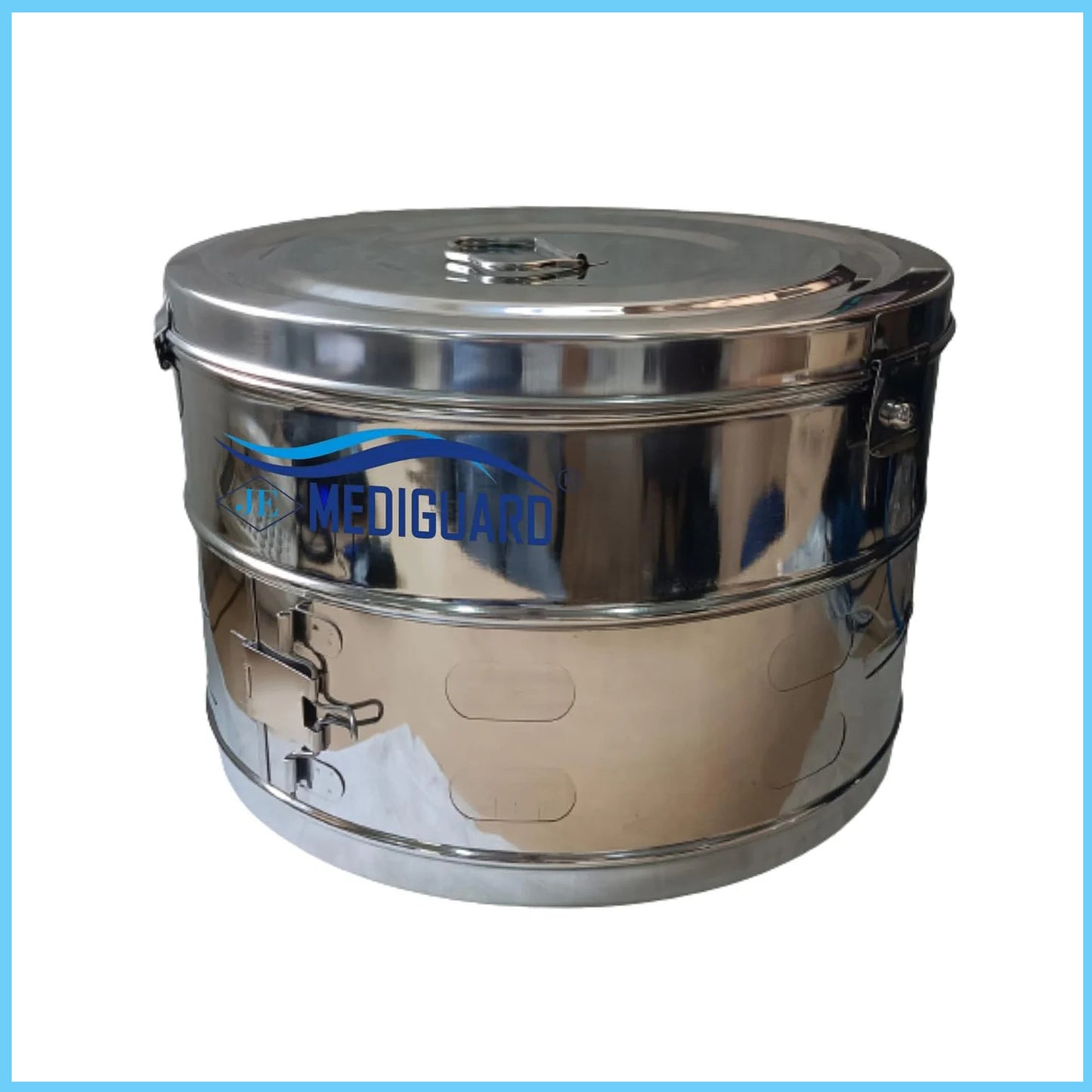 MEDIGUARD Dressing Drums 15"X12" Seamless SS 304 Stainless Steel, 15" Diameter X 12" Height