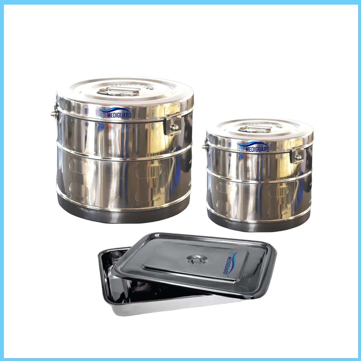 MEDIGUARD Dressing Drum 11x9 And 9x9, Tray 8x6 Stainless Steel Combo