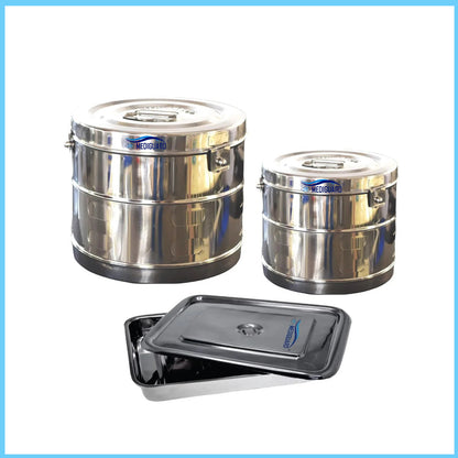 MEDIGUARD Dressing Drum 11x9 And 9x9, Tray 8x6 Stainless Steel Combo