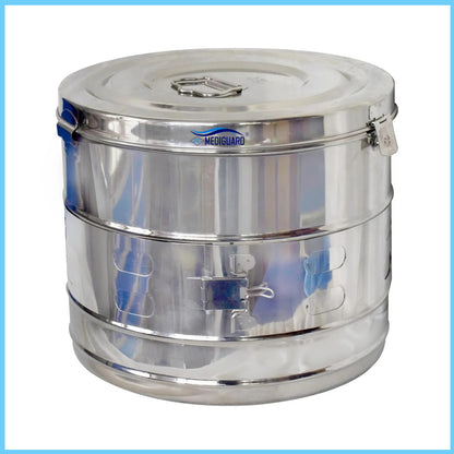 MEDIGUARD Dressing Drum  11"x9" Seamless SS 304 Stainless Steel, 11" Diameter x 9" Height