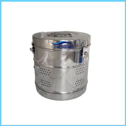 MEDIGUARD Dressing Drum  9"x6" Jointed Stainless Steel, 9" Diameter x 6" Height