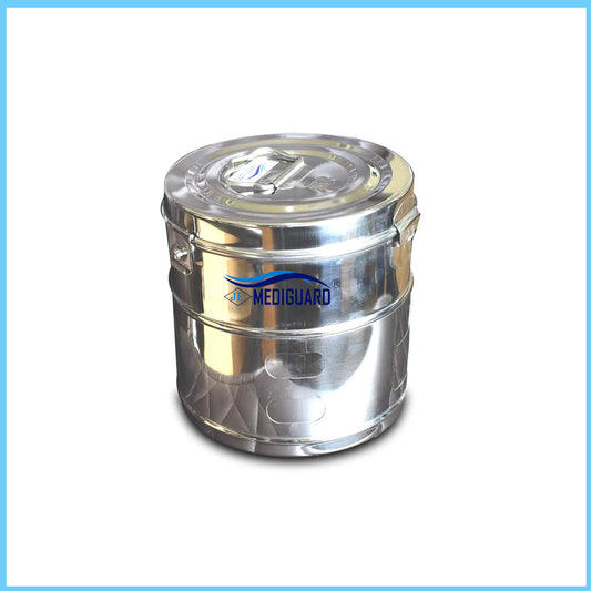 MEDIGUARD Dressing Drum  9"x9" Seamless SS 304 Stainless Steel, 9" Diameter x 9" Height