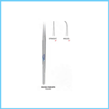 MEDIGUARD MICRO FORCEPS ROUND STRAIGHT 6 INCH ANGLED 6 INCH