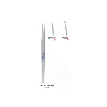 MEDIGUARD MICRO FORCEPS ROUND STRAIGHT 6 INCH ANGLED 6 INCH