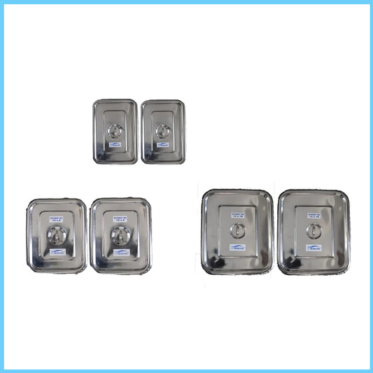 MEDIGUARD SS Instrument Tray with Lid (Size 8x6), Instrument Tray with Lid (Size 10x8) Instrument Tray with Lid (Size 12x10) Set