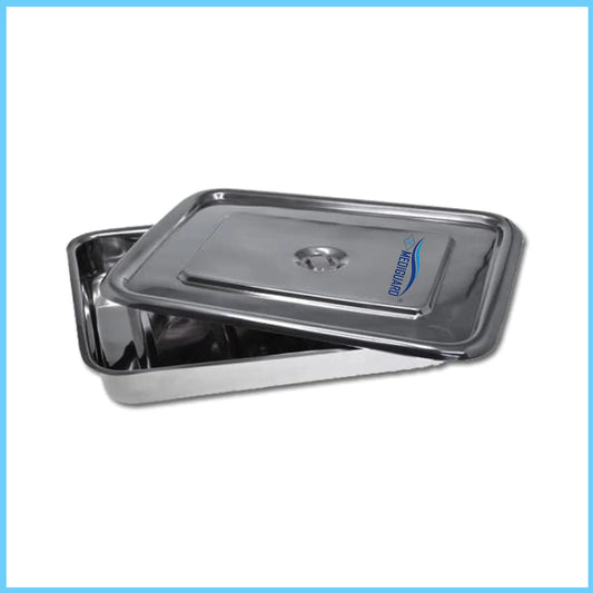 MEDIGUARD Stainless Steel Medical Instrument Tray with Lid (Size 12x10)