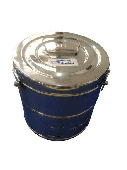 MEDIGUARD Dressing Drums 8"X8" Jointed Stainless Steel, 8" Diameter X 8" Height